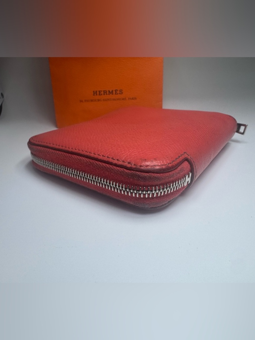 Hermès Silk’In Compact Wallet 2014 Red Silk Scarf Interior W Box Bag Authentic - Picture 9 of 13